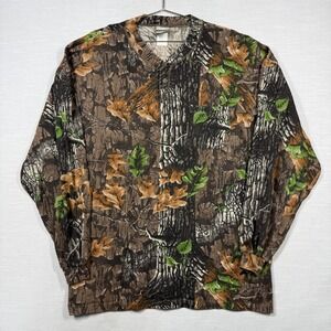 Vintage Jerzees Camo Henley T-shirt Size XL Trebark Lynch Superflauge USA 90s